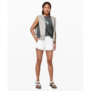 LULULEMON Sunsetting 3" White Mesh Trimmed Shorts, Size 4